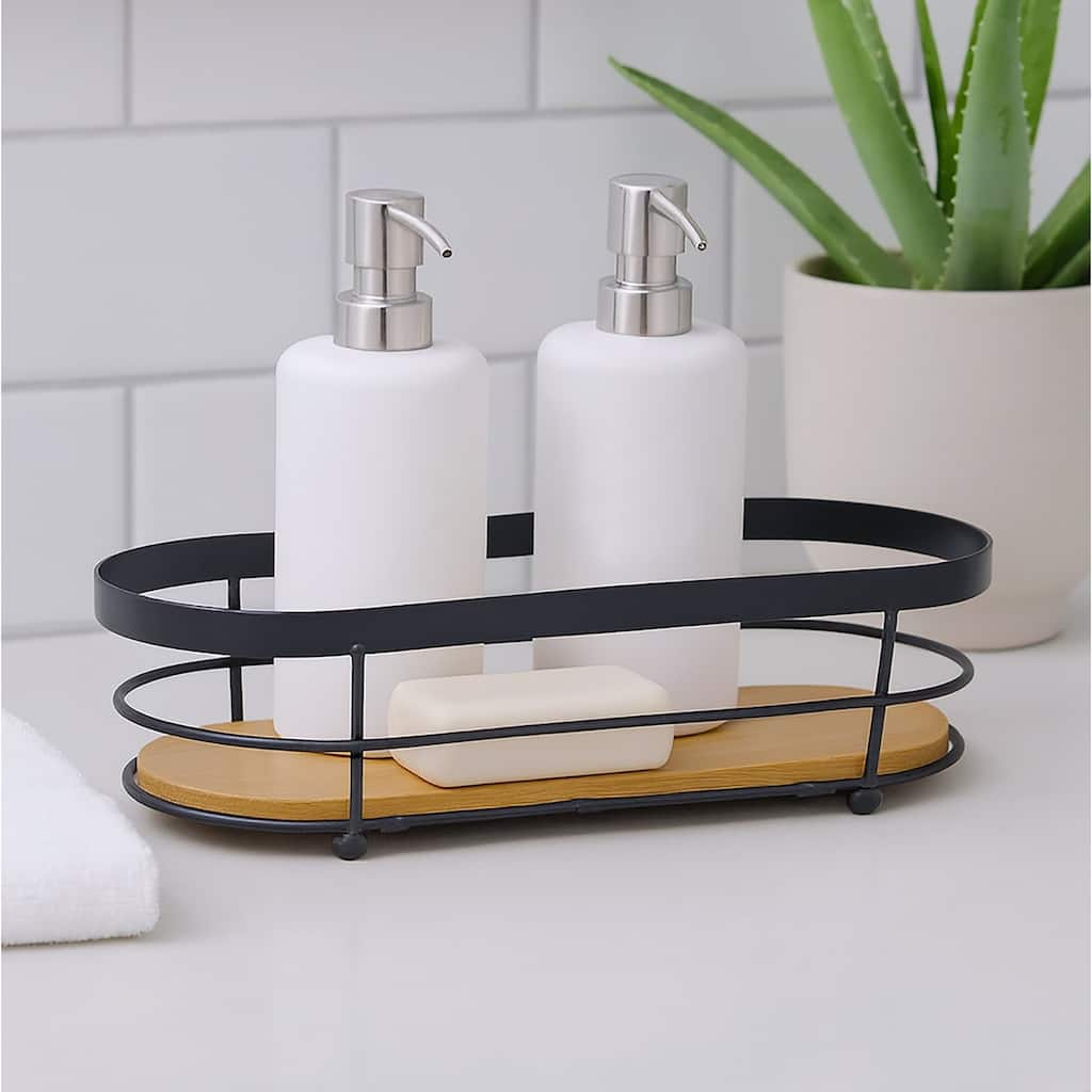 Oval Natural Bamboo Wooden Decorative Storage Organizer Tray - 11.3" x 5"