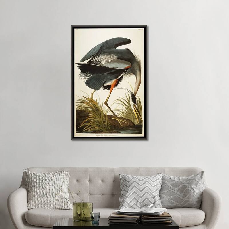 iCanvas "Great Blue Heron " by John James Audubon Framed