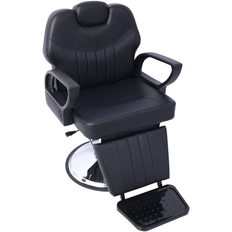 Artist hand Hair Barber Chair,Heavy Duty Hydraulic Spa Furniture Shampoo Reclining Extra Wider Seat Beauty Hair Salon Equipment - Black
