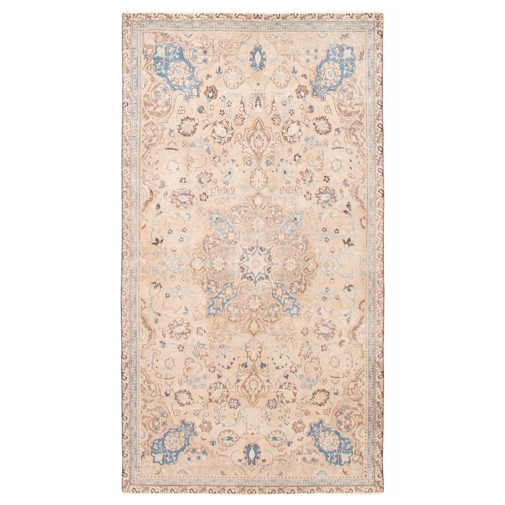 ECARPETGALLERY Hand-knotted Antalya Vintage Beige Wool Rug - 4'9 x 8'8