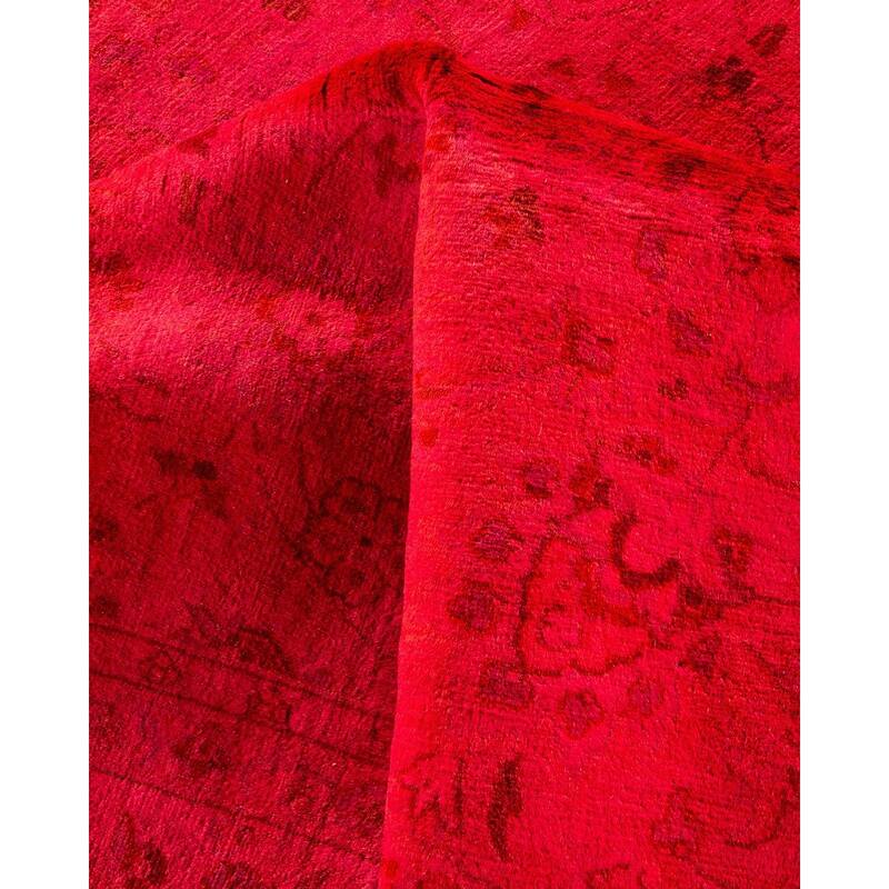 Overton Hand Knotted Wool Vintage Inspired Modern Contemporary Overdyed Pink Area Rug - 6' 1" x 8' 10"
