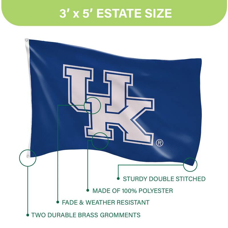 University of Kentucky Single Sided Flag w/ 2 Grommets, 3'x5'