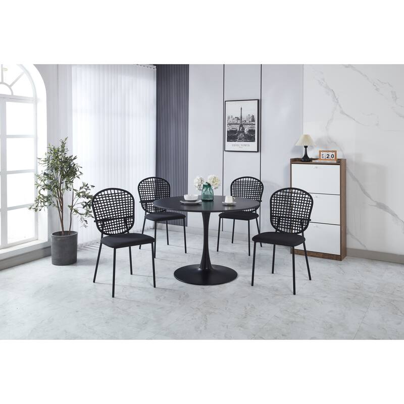 4 Piece Woven Kitchen Dining Chairs with Cushions, Backrest, Stainless Steel Legs for Dining Room Kitchen Living Room Bedroom