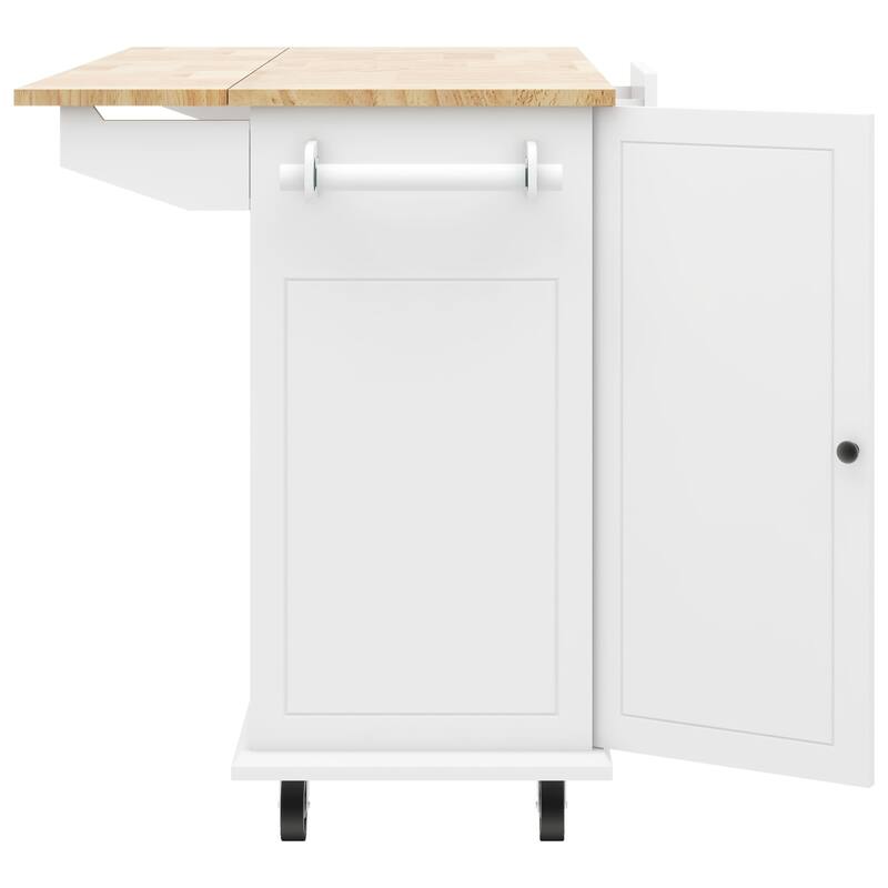 53.9" Kitchen Island Cart with Drop Leaf on Wheels