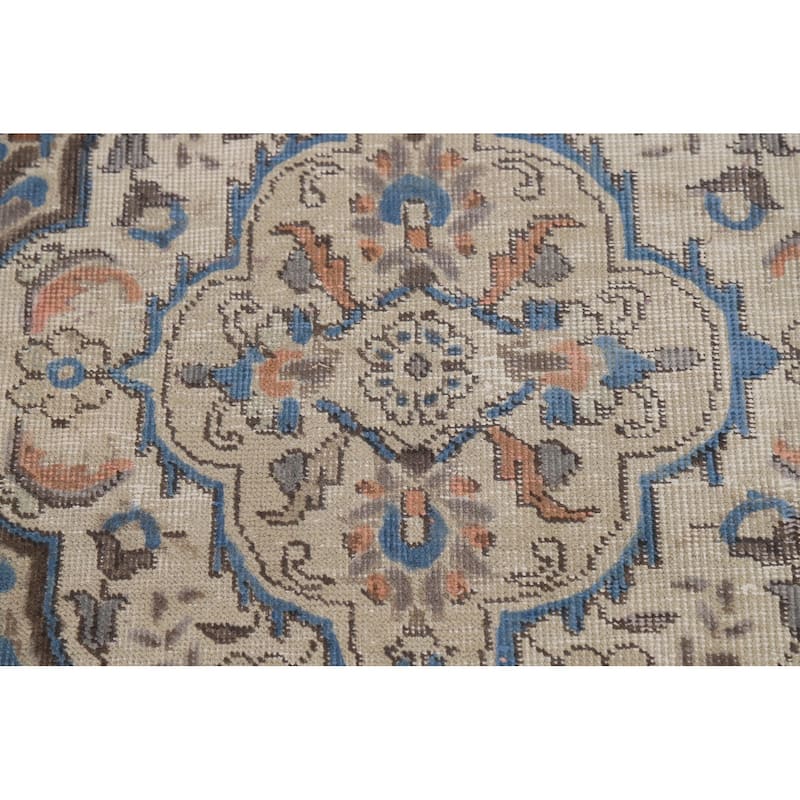 Blue Medallion Tabriz Persian Rug Oriental Handmade Wool Carpet - 9'7"x 11'9"