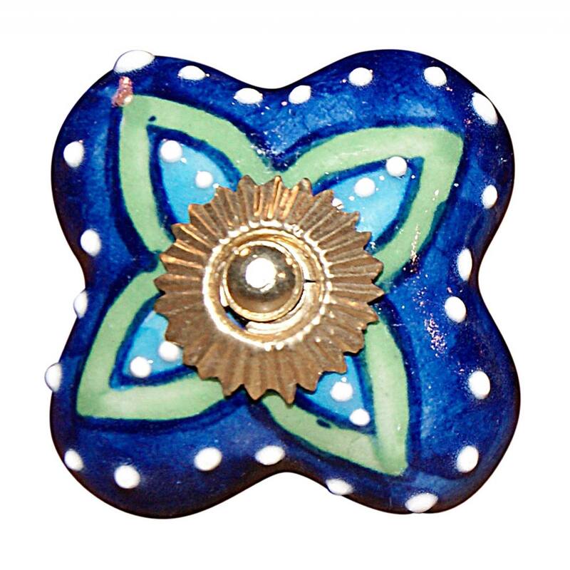 HomeRoots 1.5" x 1.5" x 1.5" Ceramic/Metal Multicolor 8 Pack Knob - 1.5" x 1.5" x 1.5"