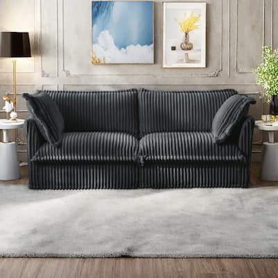 83.4" Corduroy 3-Seater Sofa with Pillows for living room and bedroom