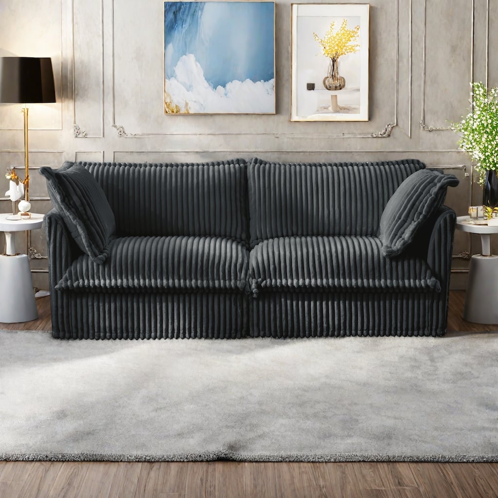 83.4" Corduroy 3-Seater Sofa with Pillows for living room and bedroom