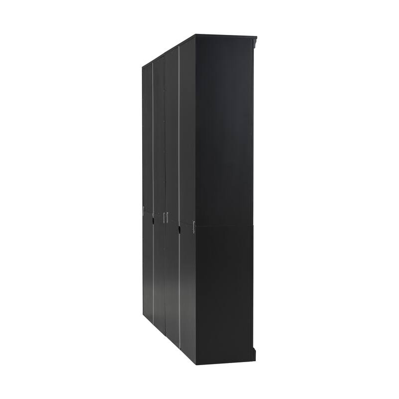 Wood Bookshelves Set of 2, 83" 5-Tier Open Bookcases with LED Light Bar, Modern Floor Storage Cabinet with Adjustable Shelves