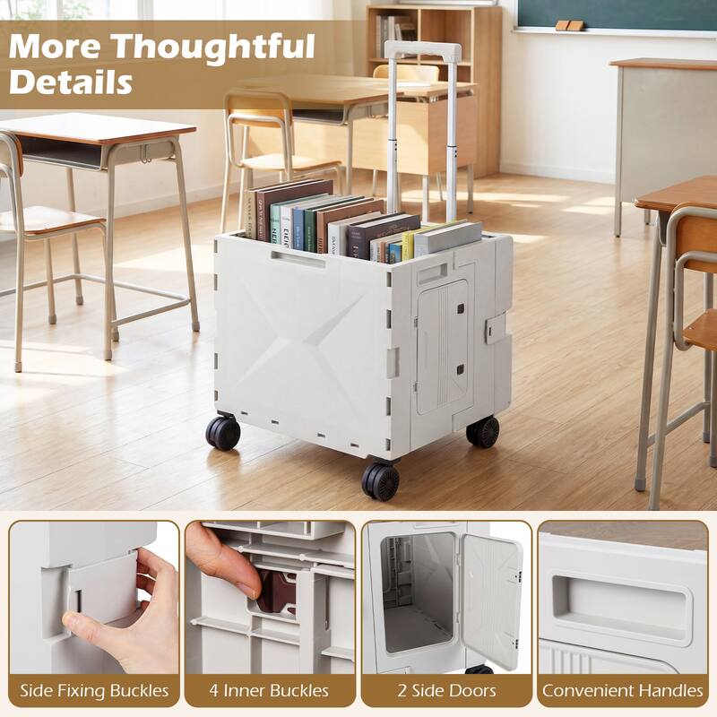 Gymax Foldable Utility Cart on 4 Rotate Wheels w/Telescoping Handle