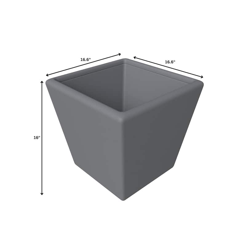 Blossom Fiberstone Tapered Square Planter, Modern Weather-Resistant Indoor/Outdoor Pot with Drainage by LeisureMod