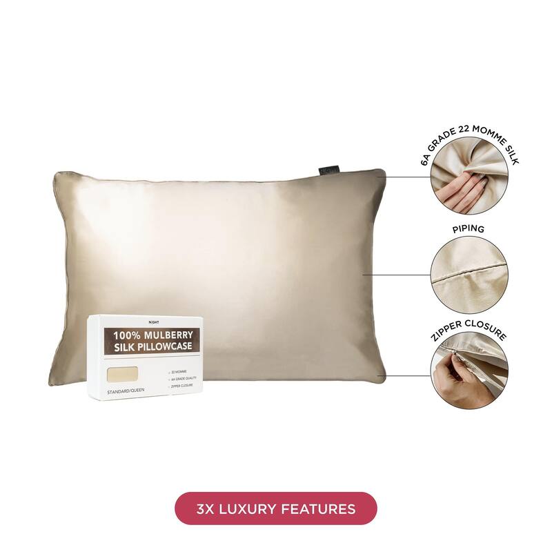 NIGHT 22 Momme 100% Mulberry Silk Pillowcase