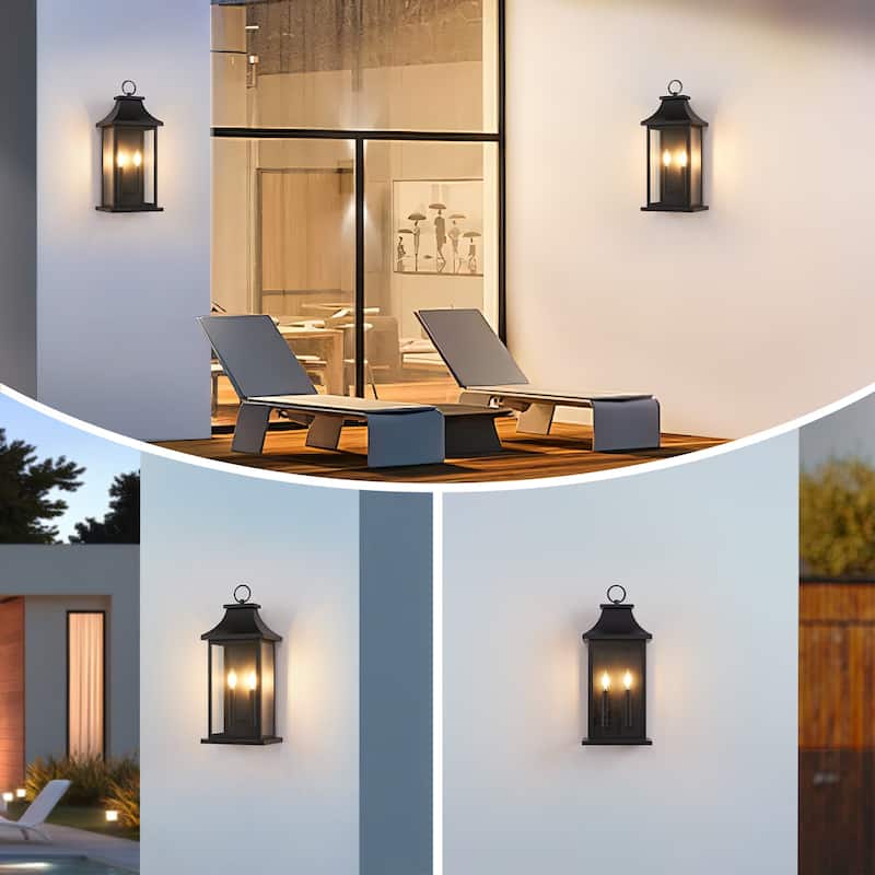 Outdoor Black Wall Lantern Sconce Light