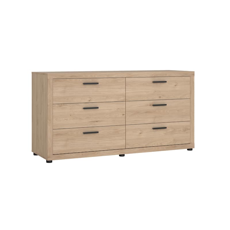 Porch & Den Mira 6-Drawer Double Dresser, Jackson Hickory