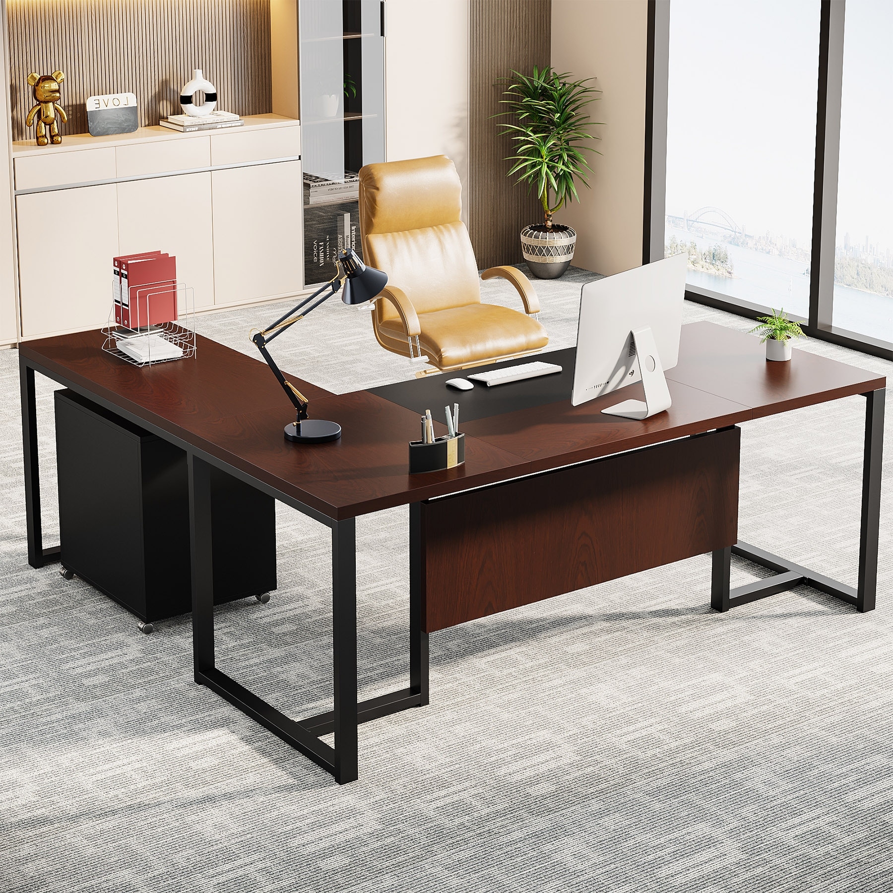 Modern Executive Desk, 70.8'' Computer Desk with 47 inch Lateral File  Cabinet for Home Office - On Sale - Bed Bath & Beyond - 37604949
