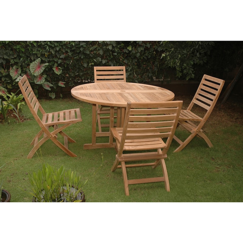 Folding Dining Set 5 Piece - Outdoor Patio Table & Chairs - Space Saving Design