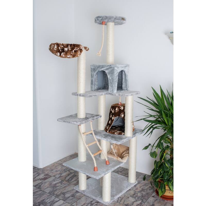 Wood Climber Play House, Cat furniture With Playhouse, Lounge Basket