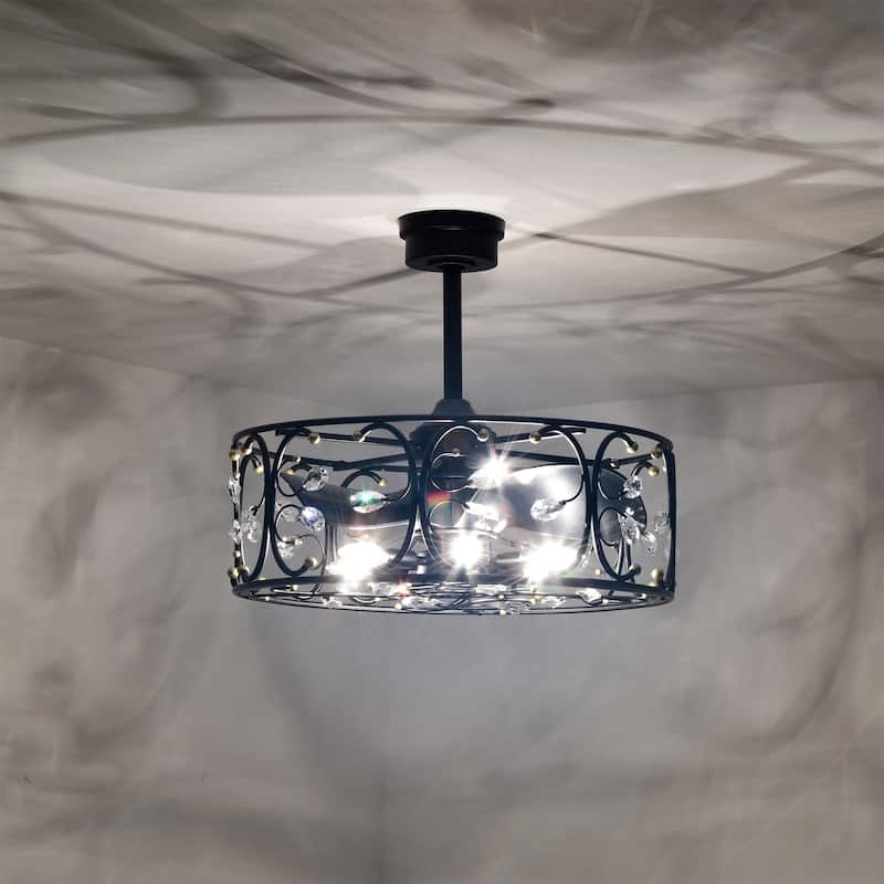 Raja 24 Inch Crystal Glam Style Fandelier with Remote