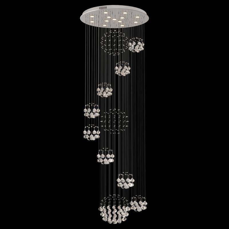 31.5" Modern Crystal Raindrop Chandelier for Living Room, Dining Room and Bedroom, 13 GU10 Lights Required
