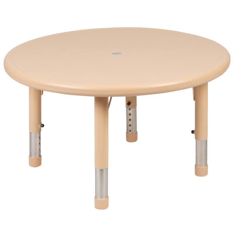 33" Round Plastic Height Adjustable Activity Table - School Table for 4