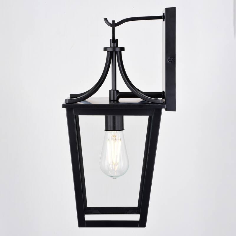 VAXCEL Cottage Grove 1-Light Matte Black Outdoor Wall Sconce made of Durable Metal, Clear Glass Shade, LED Compatible