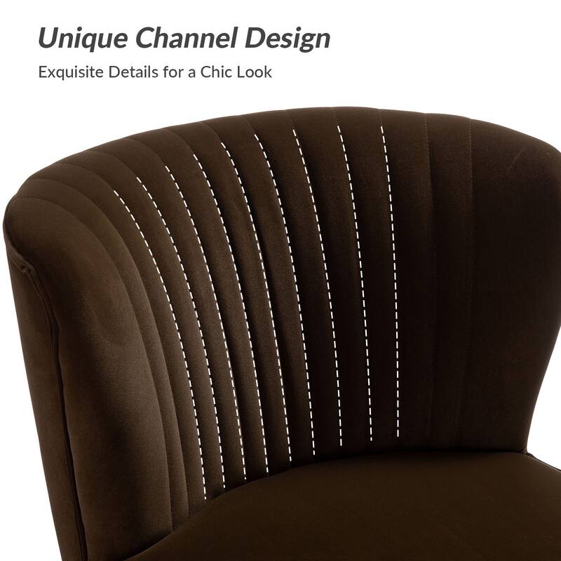 Monica 22''W Upholstered Modern Tufted Accent Side Chair with Gold Legs by HULALA HOME