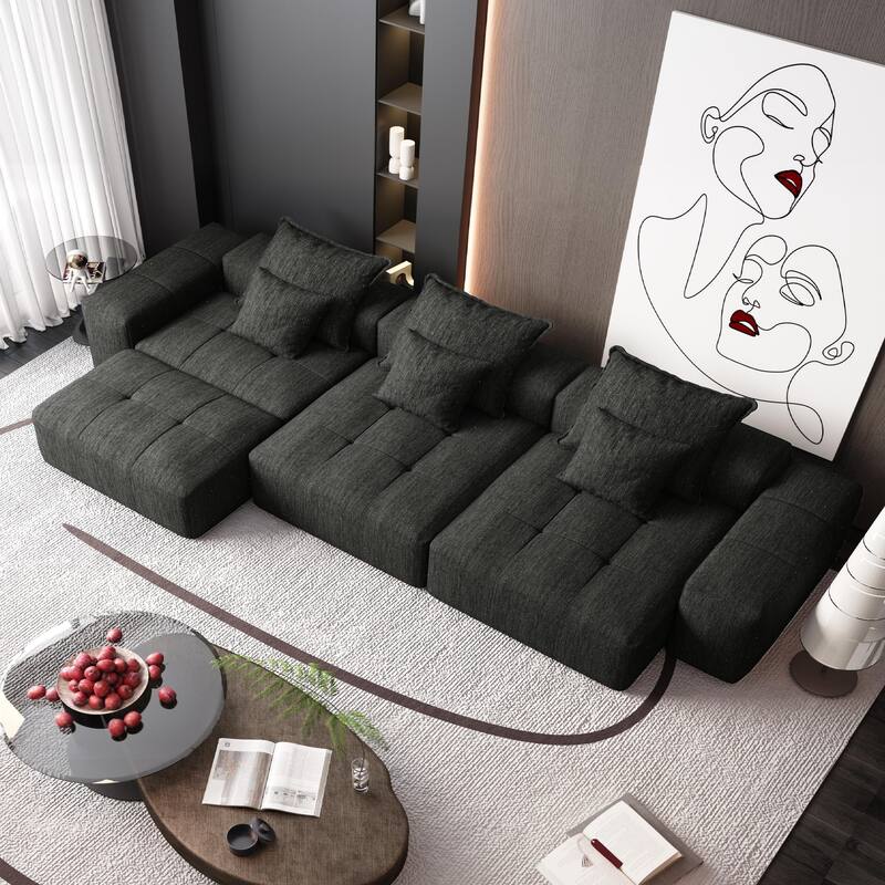 6 PCS DIY Combination Tufted Sofa Modern Oversized Modular Sectional Sofa with 6 Pillows,No Assembly Required