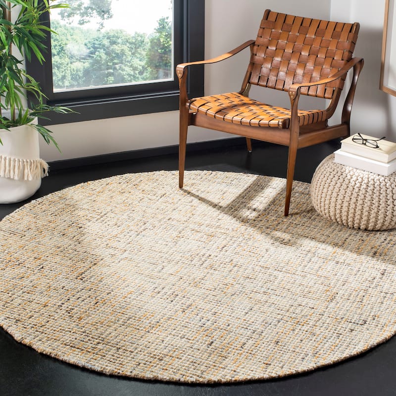 SAFAVIEH Handmade Abstract Lottie Modern Wool Rug - 4' Round - Gold/Blue - Round