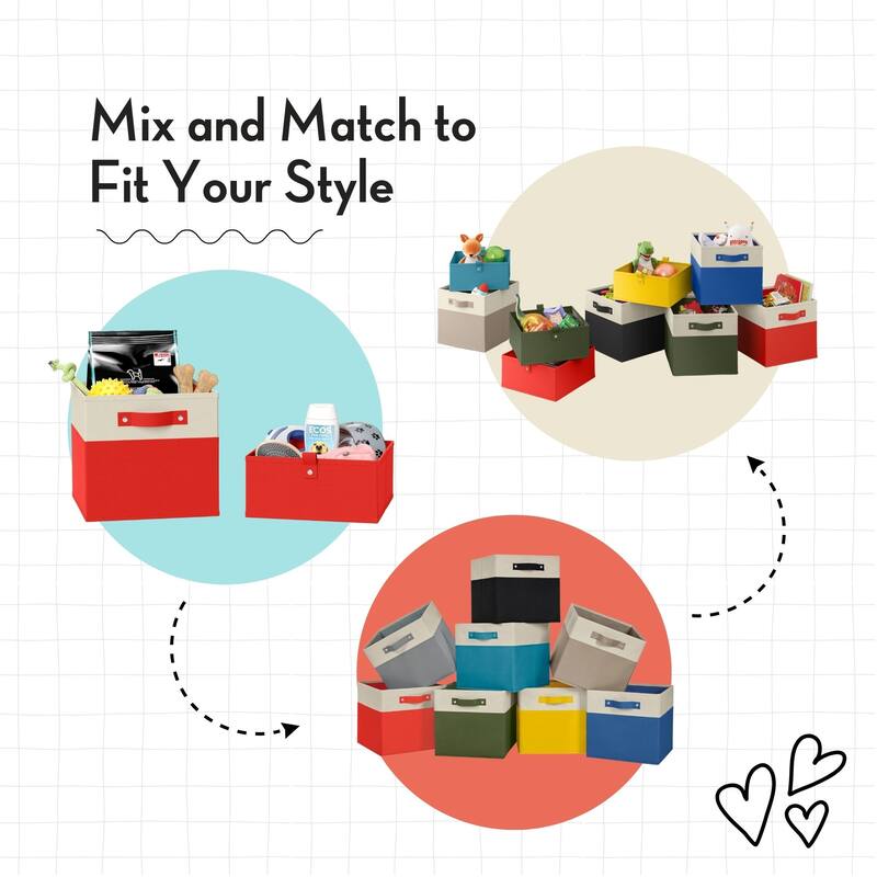 RiverRidge Kids 2pc Two-Tone Fabric Collapsible Cube Storage Organizers with Handles