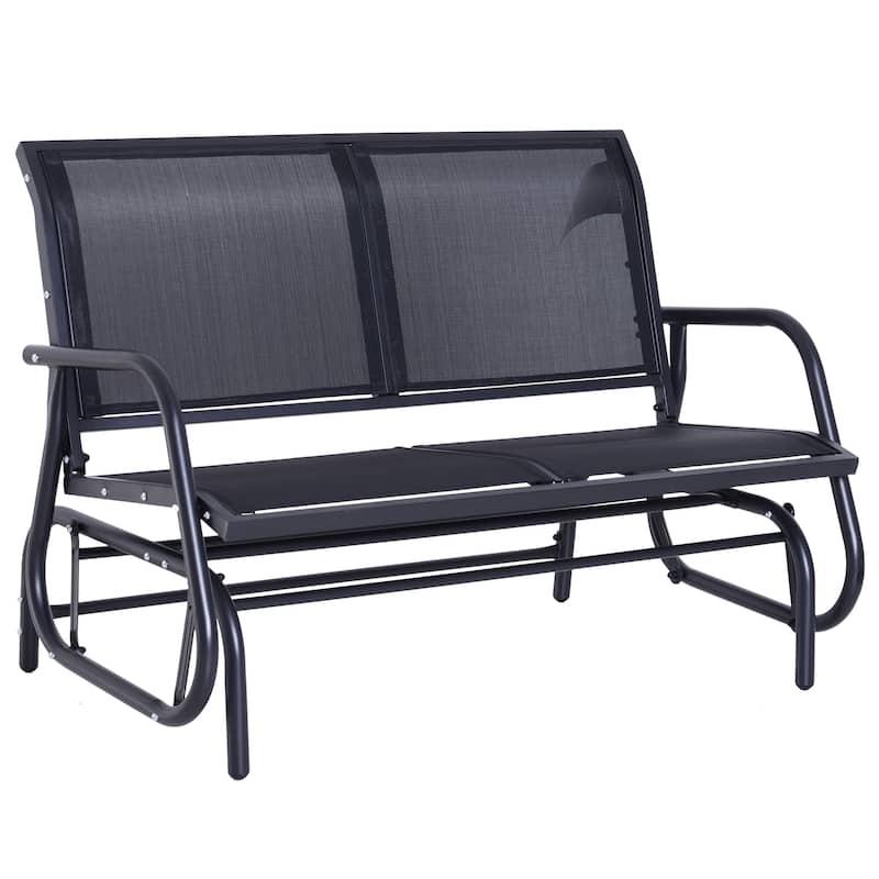 Outsunny 2-person Black Outdoor Double Rocker Glider Bench