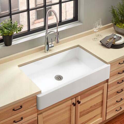 Farmhouse/Apron Front White Ceramic Kitchen Sink - 37x19