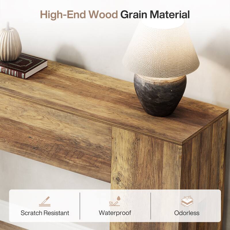 71-Inch Long Console Table for Entryway, Living Room, Rustic Brown - 70.86" L x 13.78" W x 32.3" H