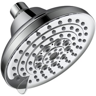 6-Spray Patterns High Pressure Shower Head 5" Rain Fixed Showerhead, Anti-Clogging Nozzles, Stainless Steel