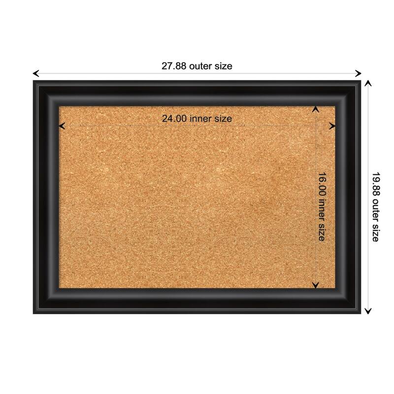 Grand Black Narrow Framed Cork Bulletin Memo Board