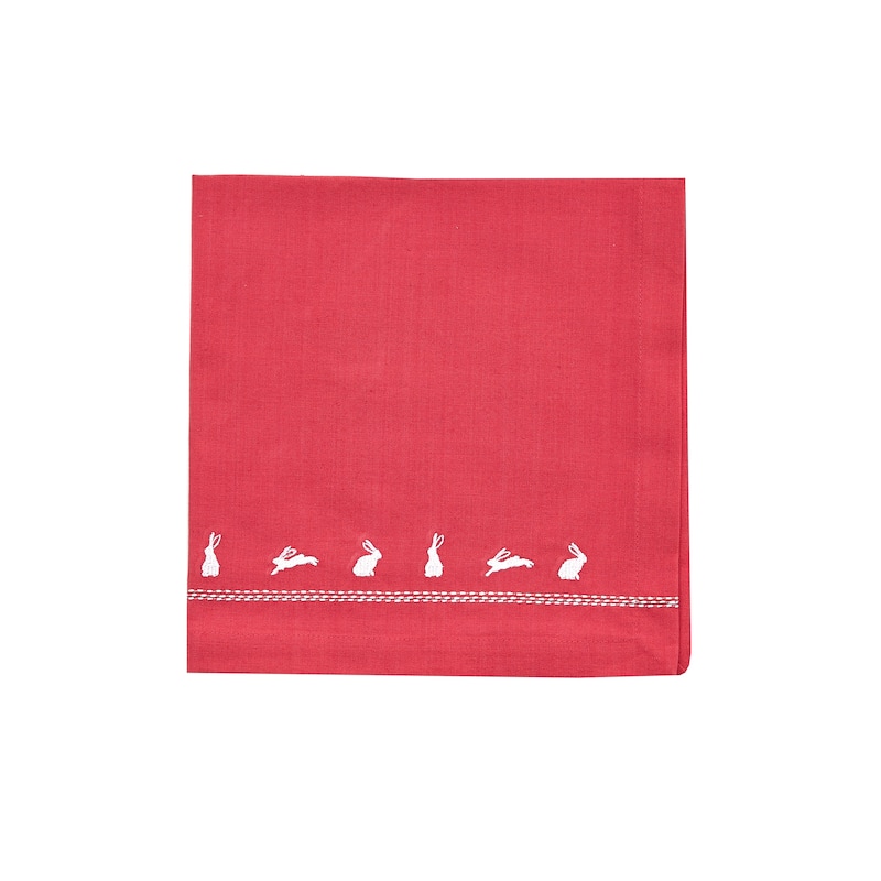 Split P Bunny Embroidered Pink Napkin Set of 4 - 20" x 20"