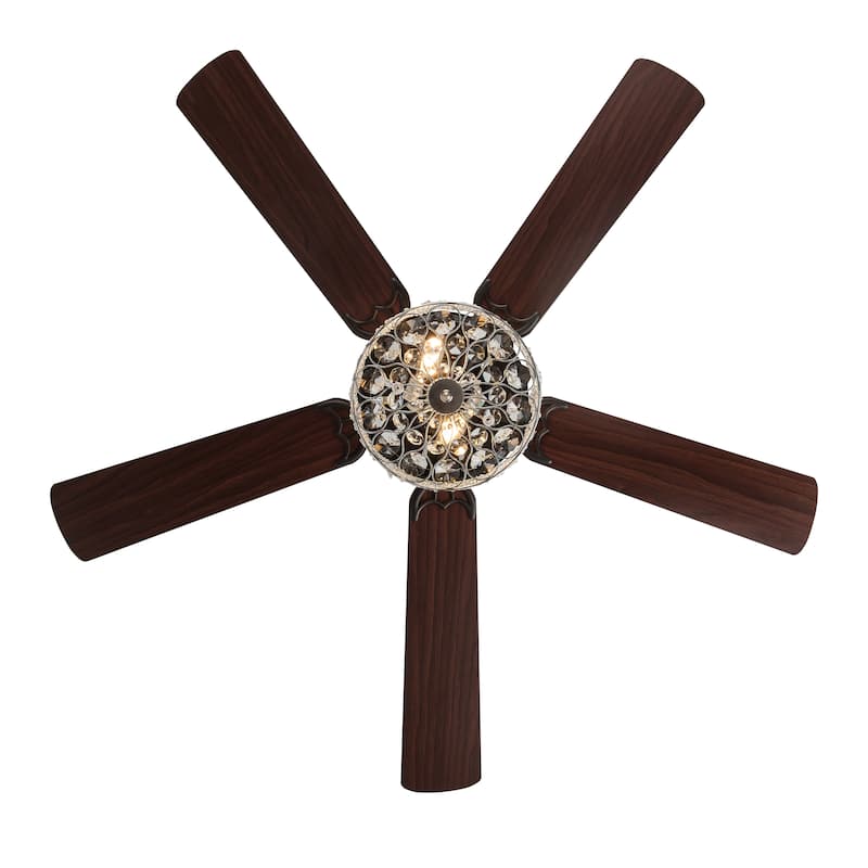 River of Goods Olivia Oil Rubbed Bronze Finish/ Crystal 52-inch LED Ceiling Fan - 52"L x 52"W x 18.25"H - 52"L x 52"W x 18.25"H