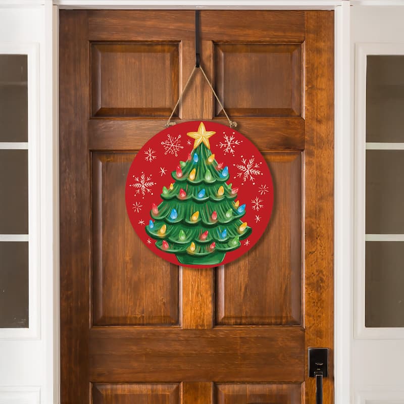Nostalgic Christmas Tree Wood Door Decor, 18" - Multicolor