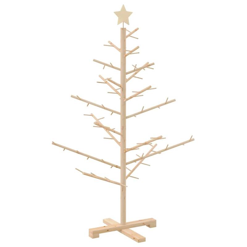 vidaXL Wooden Christmas Tree with Stand Natural/Brown Solid pine wood
