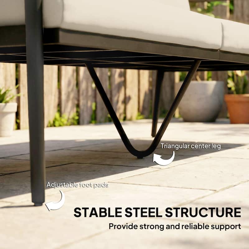 Outsunny Outdoor Patio Couch, 3 Seater Outdoor Sofa with Wood-Effect Armrests and Wicker Backrest