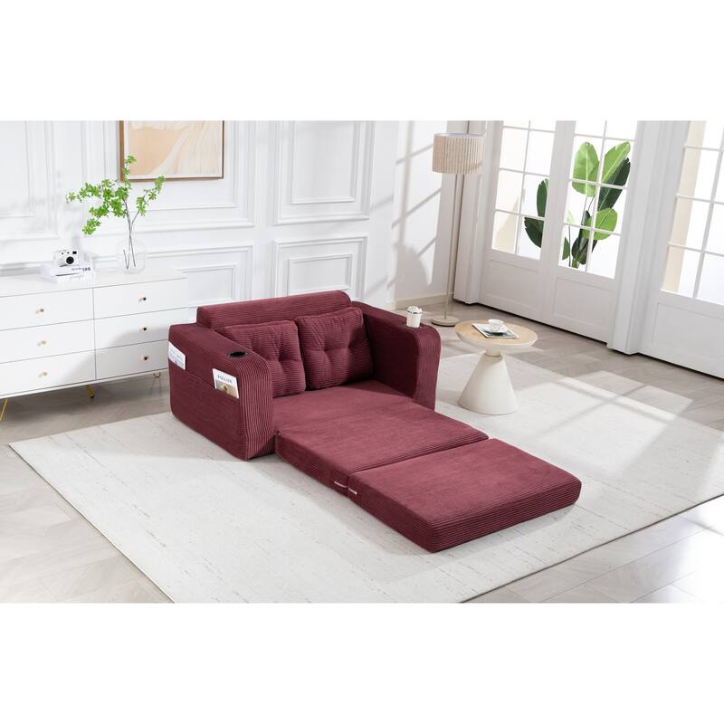 Convertible Sofa Bed, Expandable double Sofa Bed, 2 in 1 Convertible Sofa Bed, Fold Out Floor Couch with Pillows