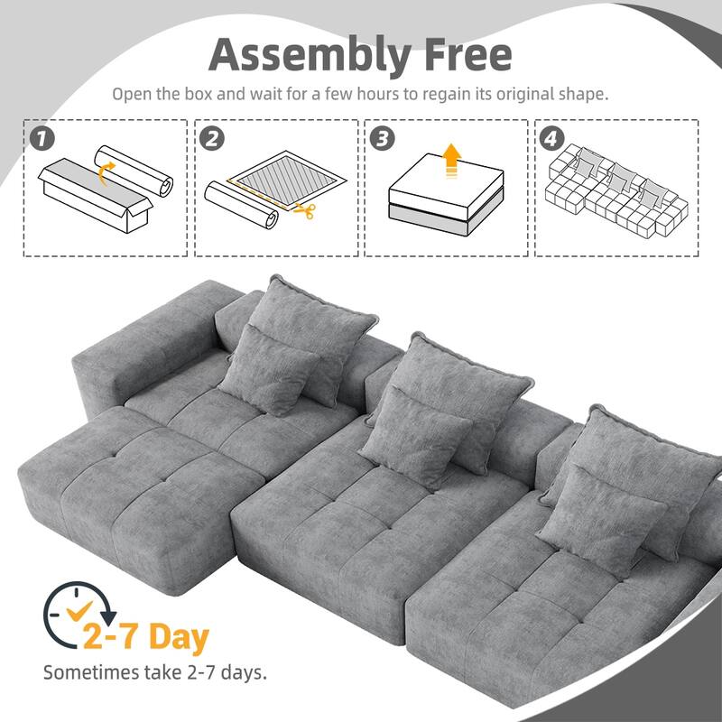 6 PCS DIY Combination Tufted Sofa Modern Oversized Modular Sectional Sofa with 6 Pillows,No Assembly Required