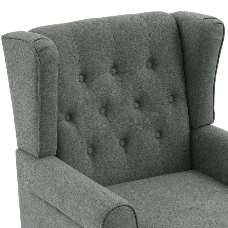 Button-Tufted Accent Chair Wingback Armchair - 38"H