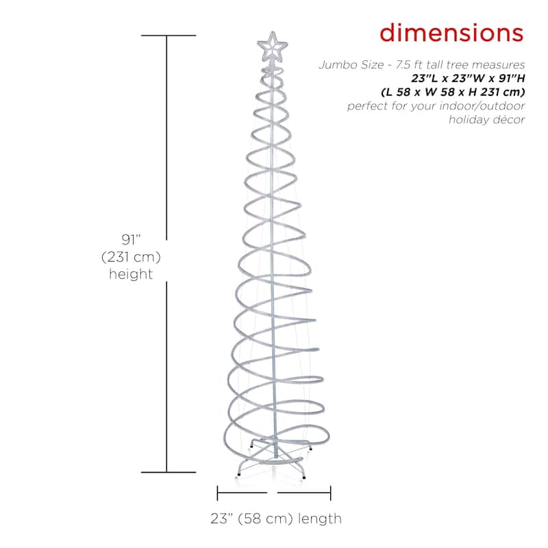 Alpine Corporation Indoor/Outdoor Artificial Spiral Christmas Tree with Multi-Color LED Lights - White