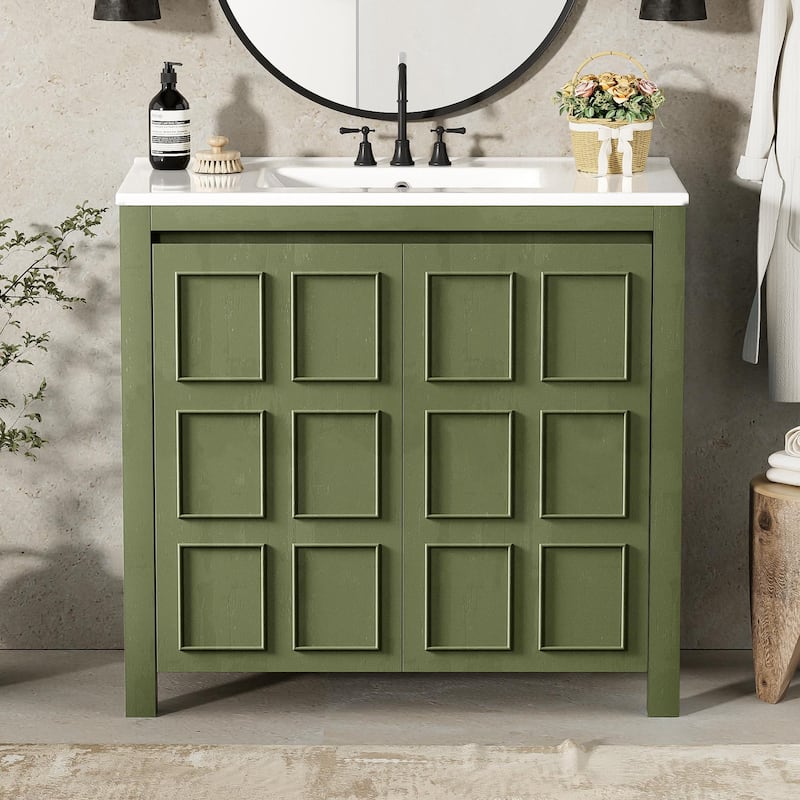 36 "Ceramic Sink Bathroom Vanity Set with Storage Cabinet Organizer‌.