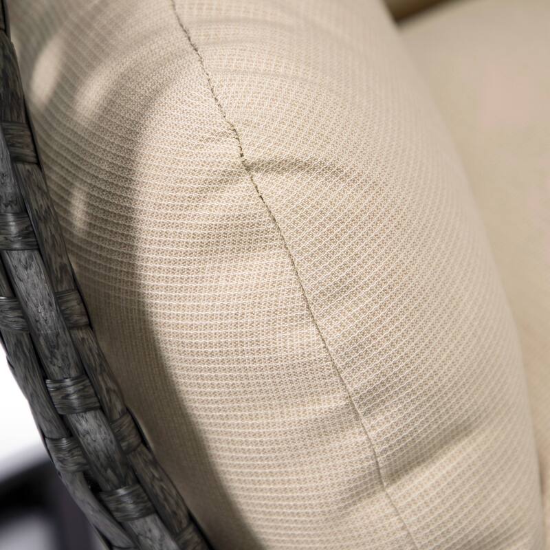 LeisureMod Charcoal Single Seater Rattan Wicker Egg Swing Hanging Chair for Indoor Outdoor Patio Porch Backyard Garden