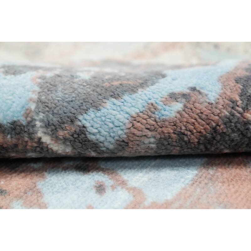 Hand Knotted Oriental Viscose Silk Carpet Modern Abstract Multi-Colored Abstract Area Rug - 4' 0'' X 2' 0''