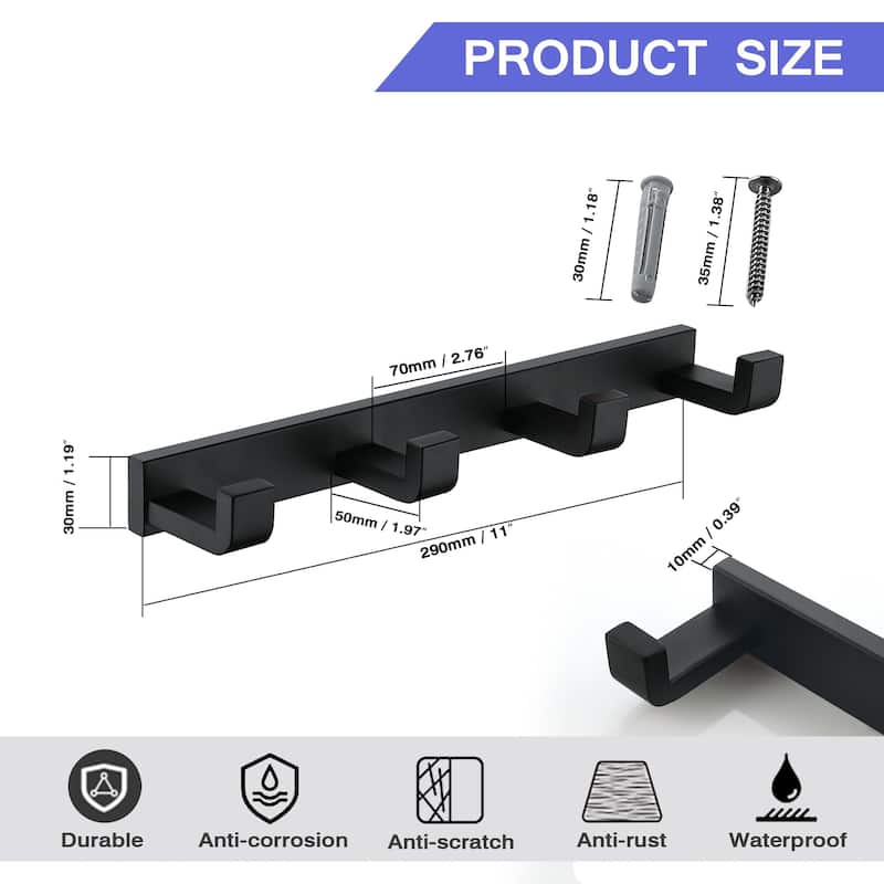 Heavy-duty Stainless Steel Towel Hook With 4 Hooks