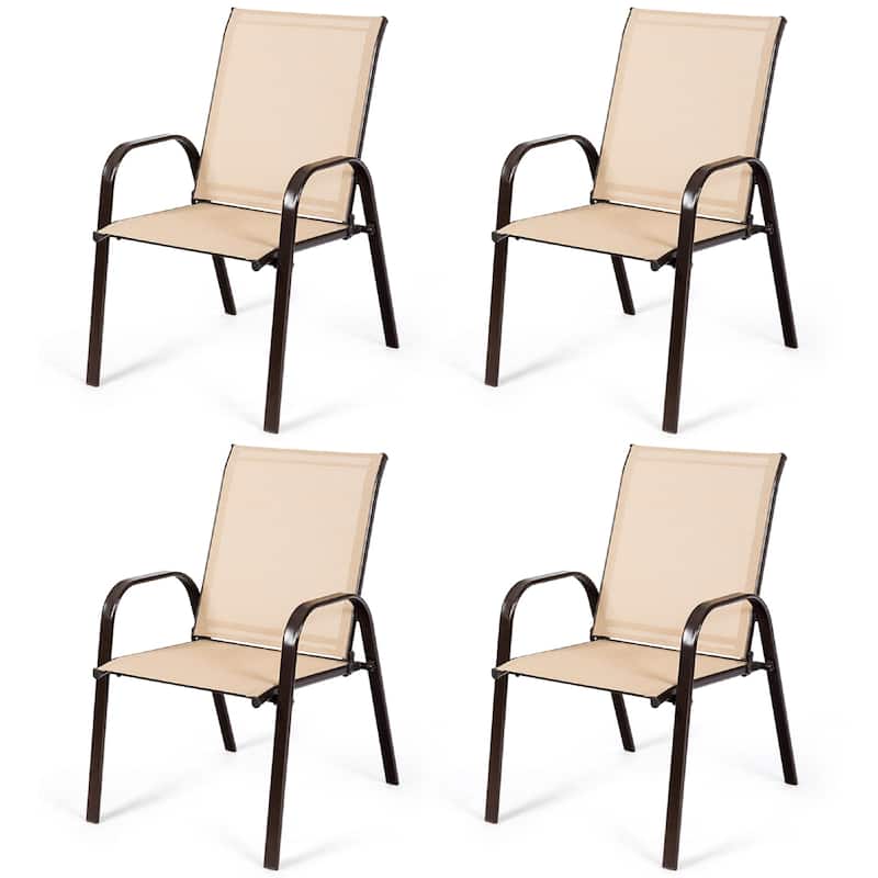 Costway 4PCS Patio Chairs Garden Deck Yard with Armrest - See Details