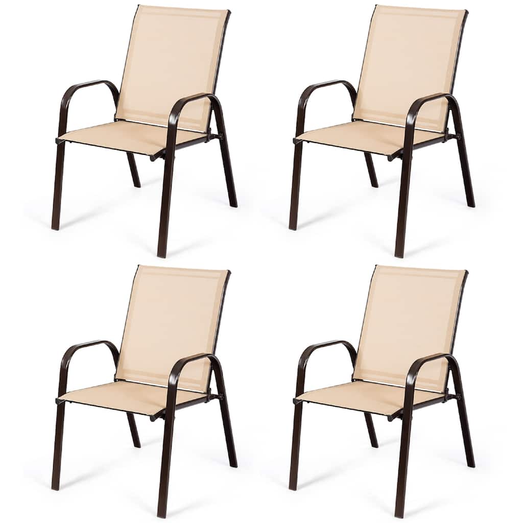 Costway 4PCS Patio Chairs Garden Deck Yard with Armrest - See Details