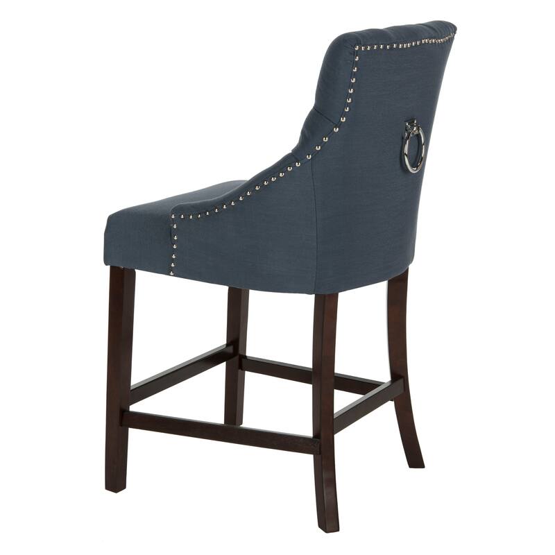SAFAVIEH Dottie 26-inch Tufted Wing Back Counter Stool - Grey / Espresso (Set of 2) - 22.5" x 25" x 41" - 22.5" x 25" x 41"